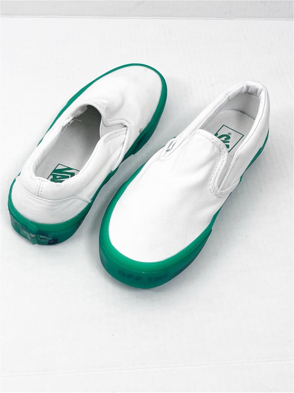 VANS OTW Foxing Translucent Green Classic White Slip On Canvas Shoes Women’s 7.5